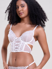 LILY WHITE EMBROIDERED LONGLINE BRA