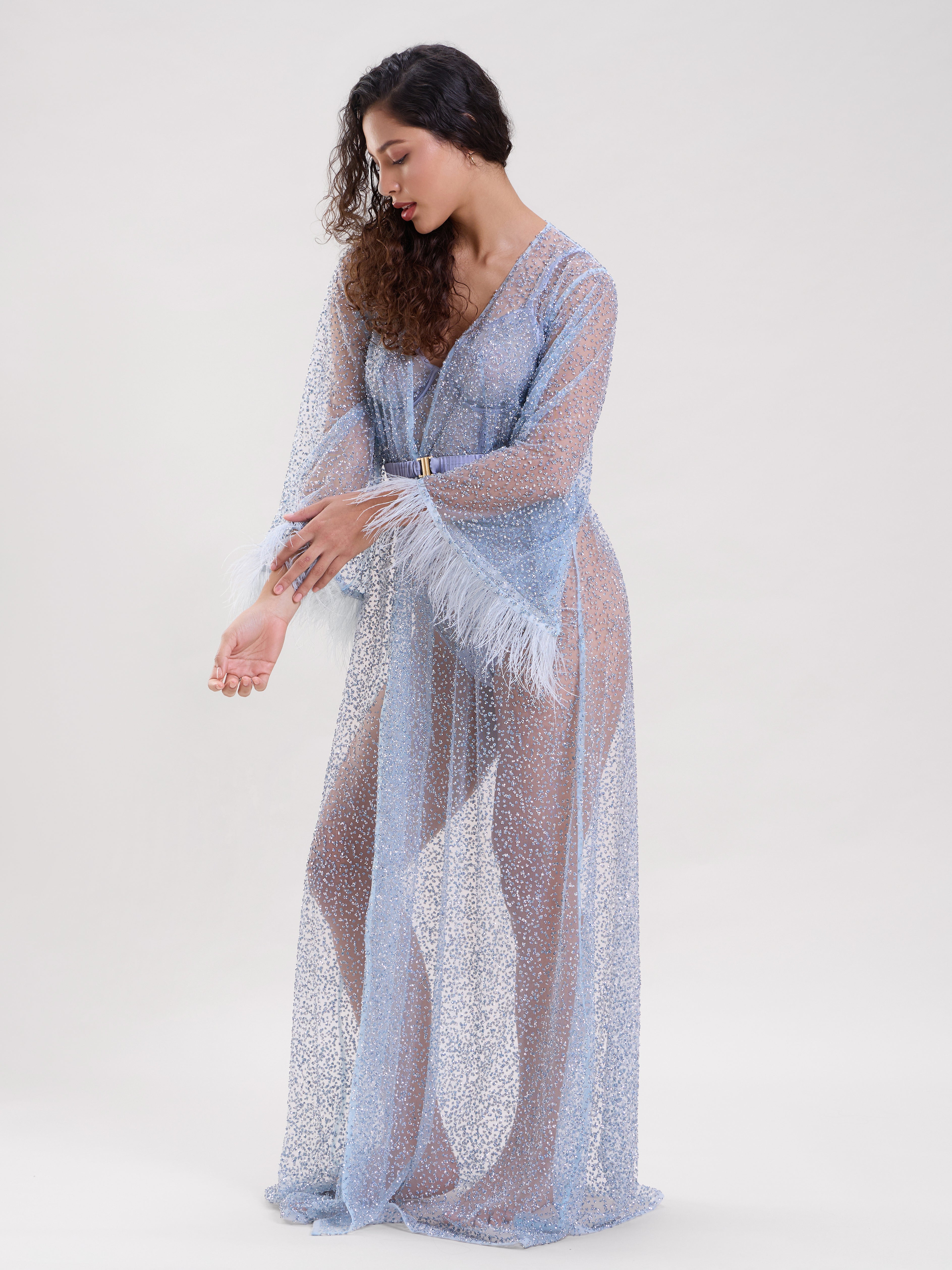 ELSA EMBELLISHED ROBE & LINGERIE SET