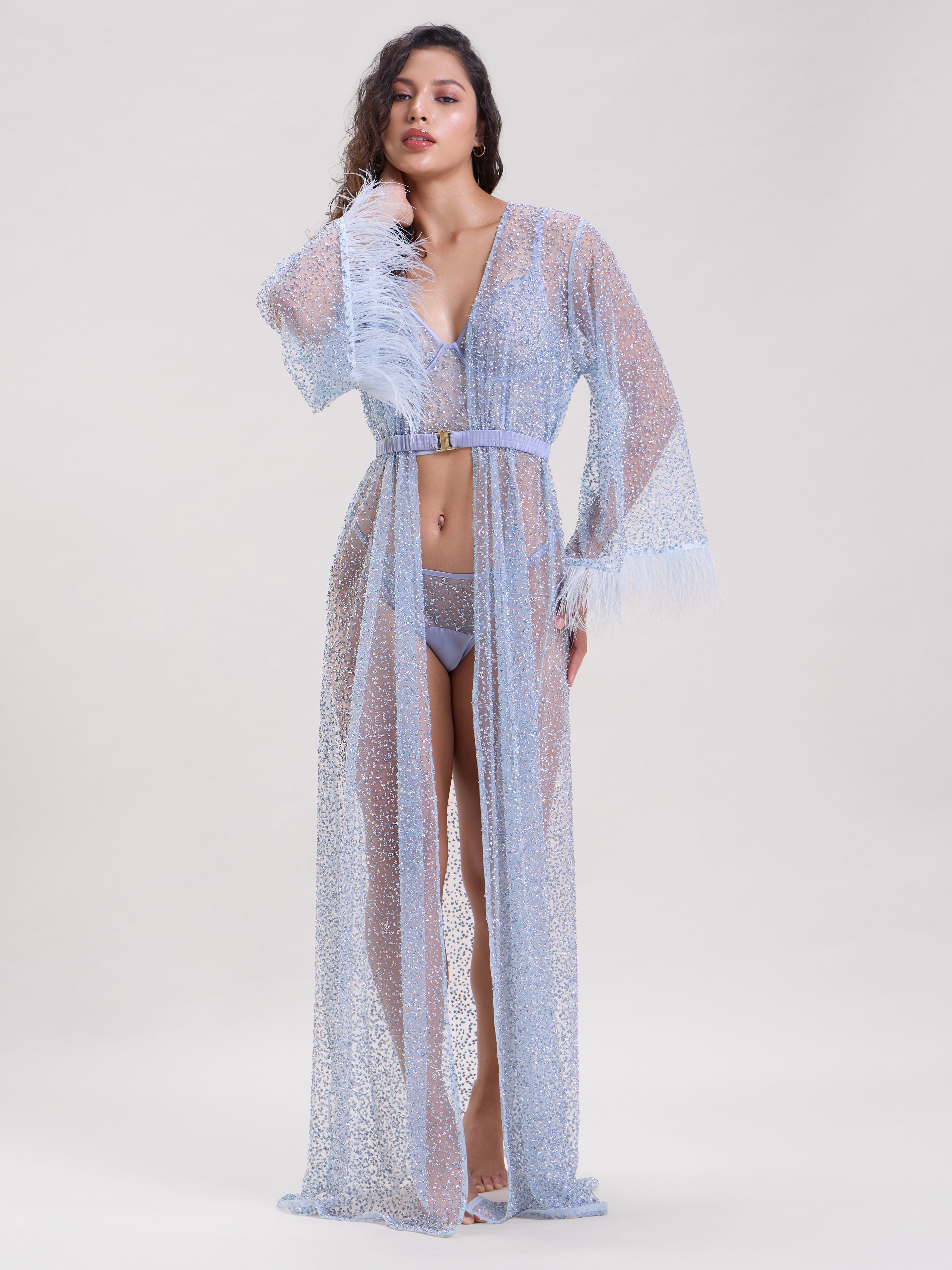 ELSA EMBELLISHED ROBE & LINGERIE SET