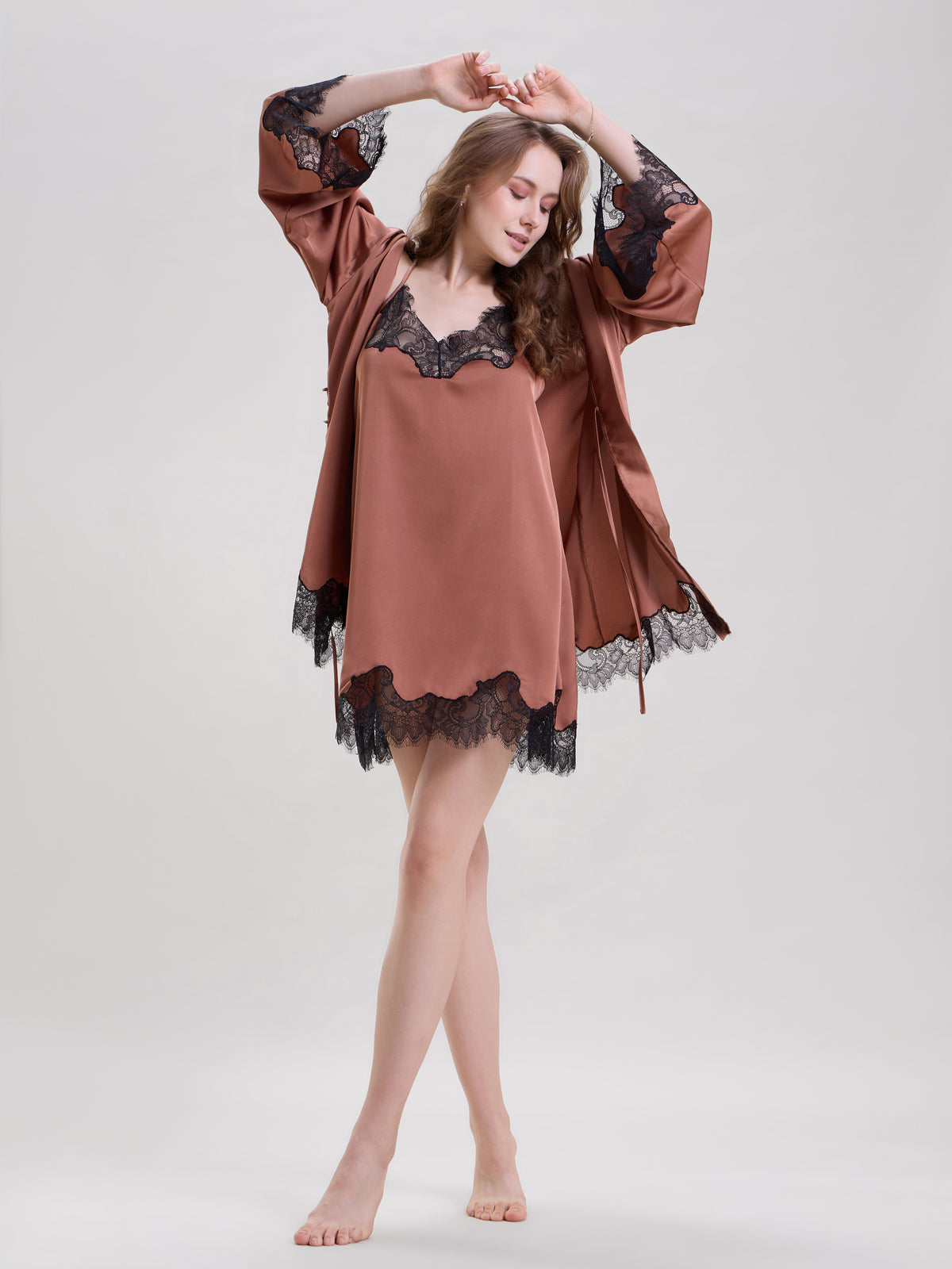 BRONZE ROBE WITH CAMI DRESS