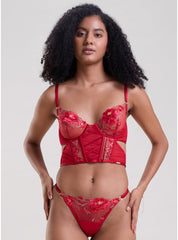 ROSE RED EMBROIDERED LONGLINE BRA