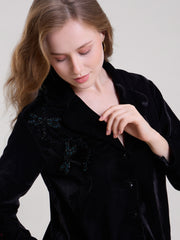 VELVET NIGHTWEAR SHIRT AND PAJAMA